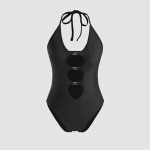 SMALL NWOT HALTER ONE PIECE SWIMSUIT, Black, SEXY